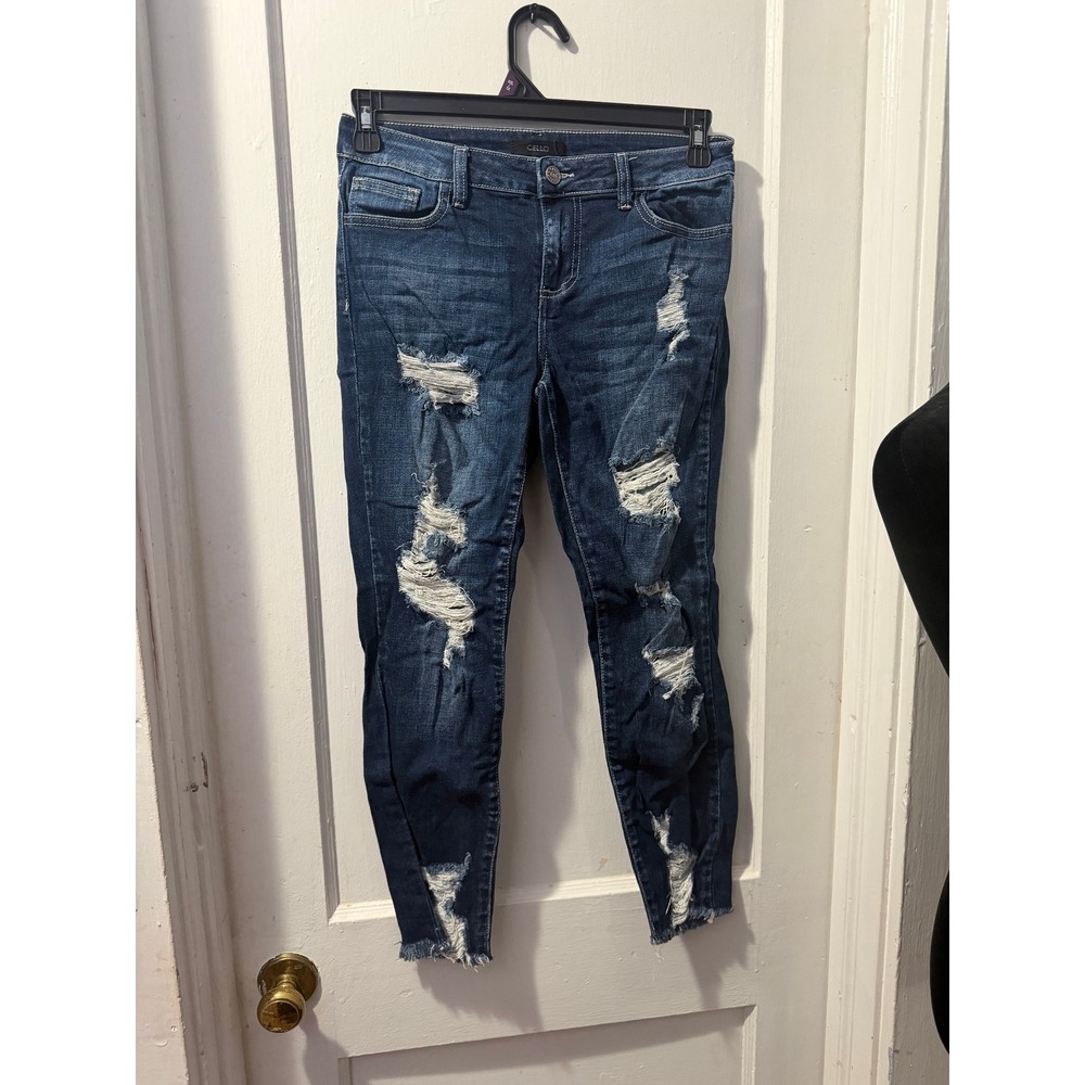 Cello WV76610DK Distressed Dark Wash Skinny Jean Denim Blue Size 5